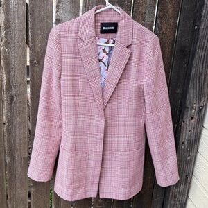 Blackmilk Headmaster Pink Plaid Open Blazer Sz 10
